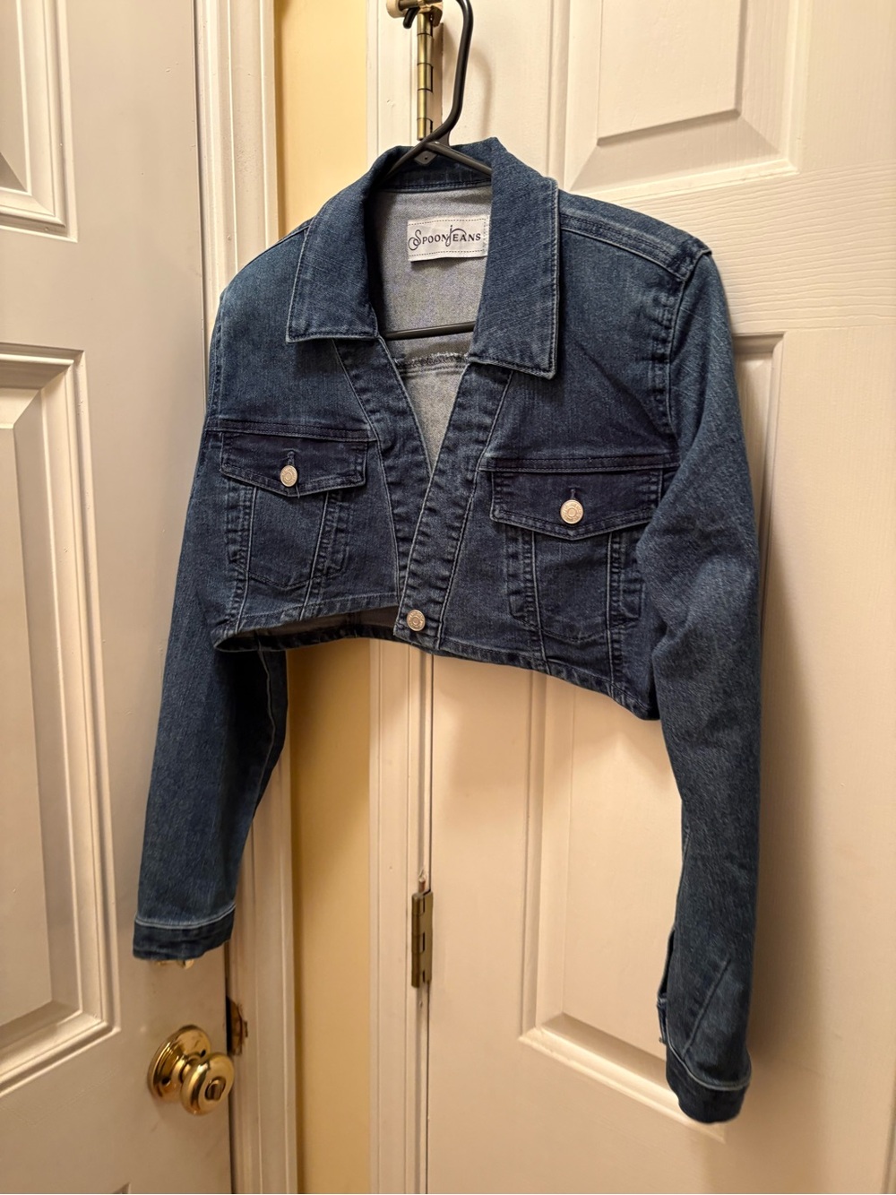 Women's Cropped Denim Jacket - Dark Blue
